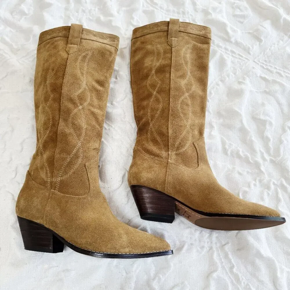 Marc Fisher Natural Edania Cowboy Boots Size 9.5 New